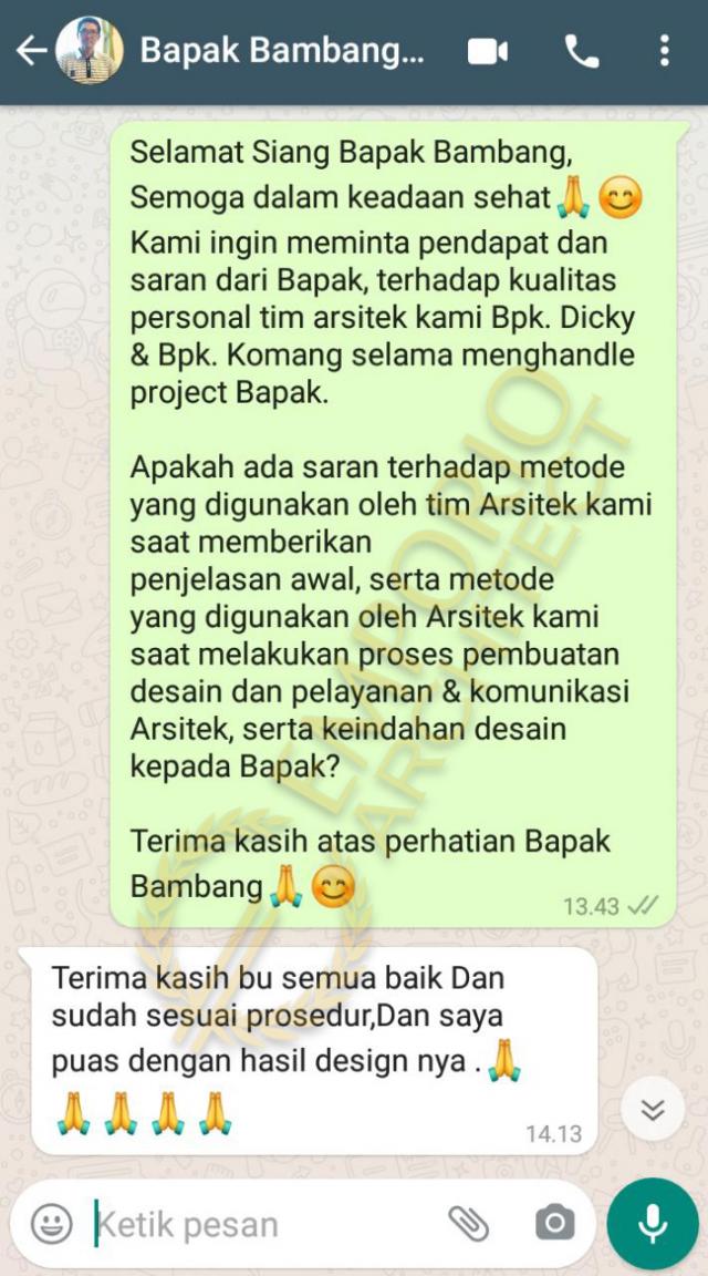 Testimonial Desain Rumah Modern 2 Lantai Bapak Bambang di  Solo (Surakarta), Jawa Tengah