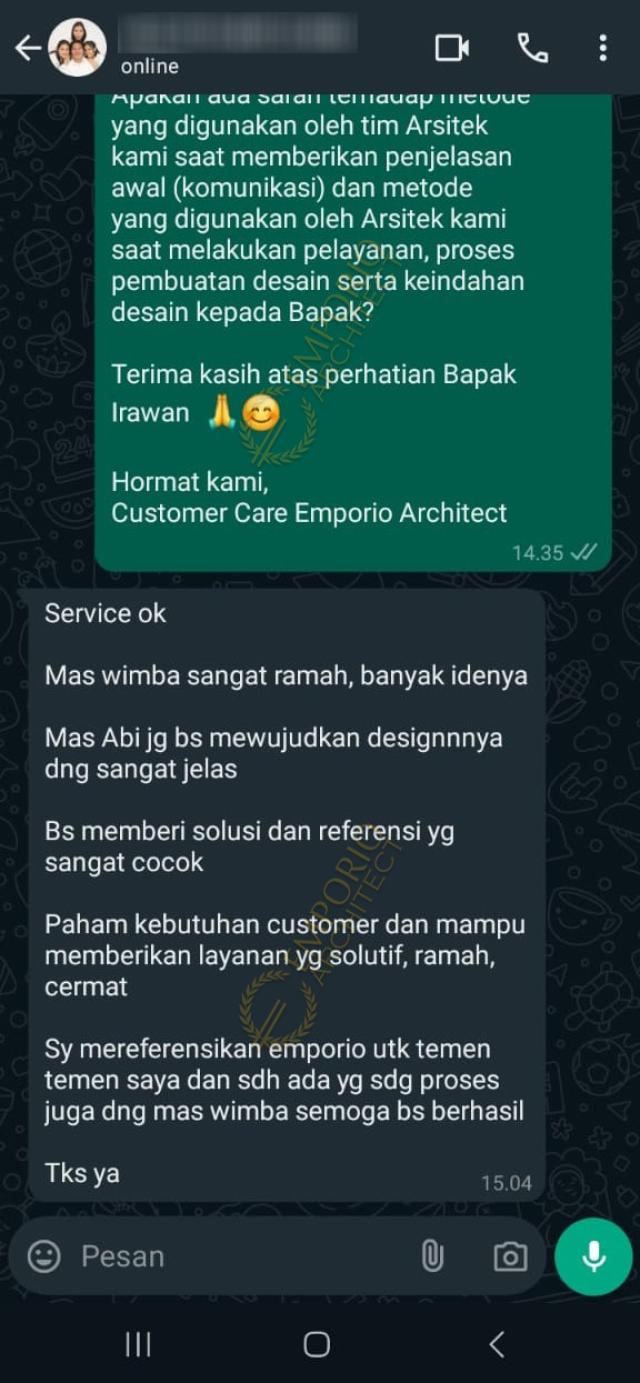 Testimonial Desain Rumah Modern 2 Lantai Bapak IRW 2125