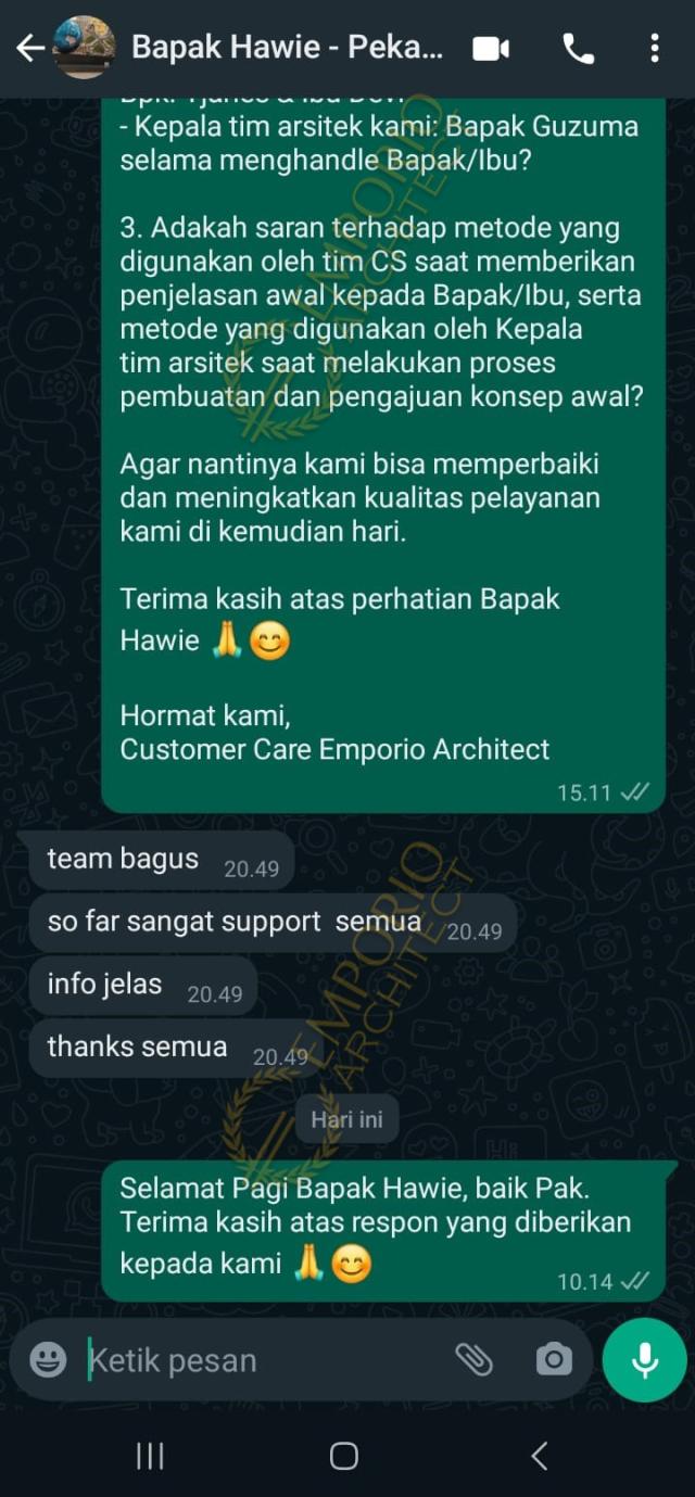 Testimonial Desain Rumah Modern 2 Lantai Bapak HWE 1647 di  Pekanbaru