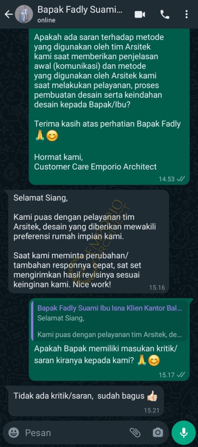 Testimonial Desain Rumah Modern 2 Lantai Bapak FDL dan Ibu I 2075 di  Bontang, Kalimantan Timur