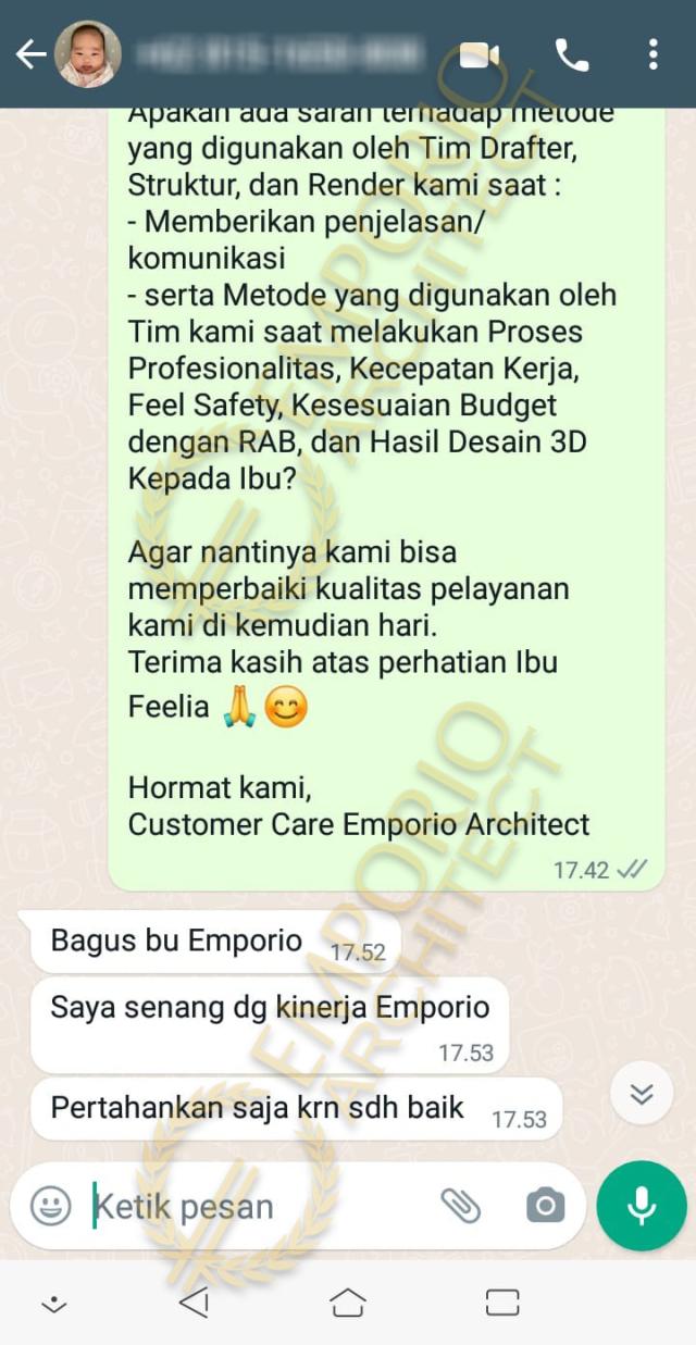 Testimonial Desain Rumah Modern 2 Lantai Ibu FLA 1371 di  Jakarta Barat