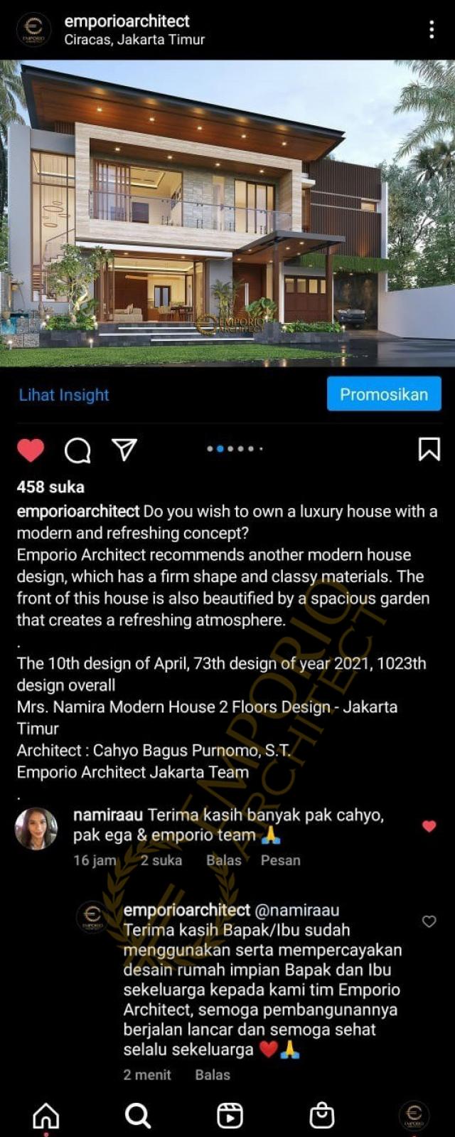 Testimonial Desain Rumah Modern 2 Lantai Ibu Namira