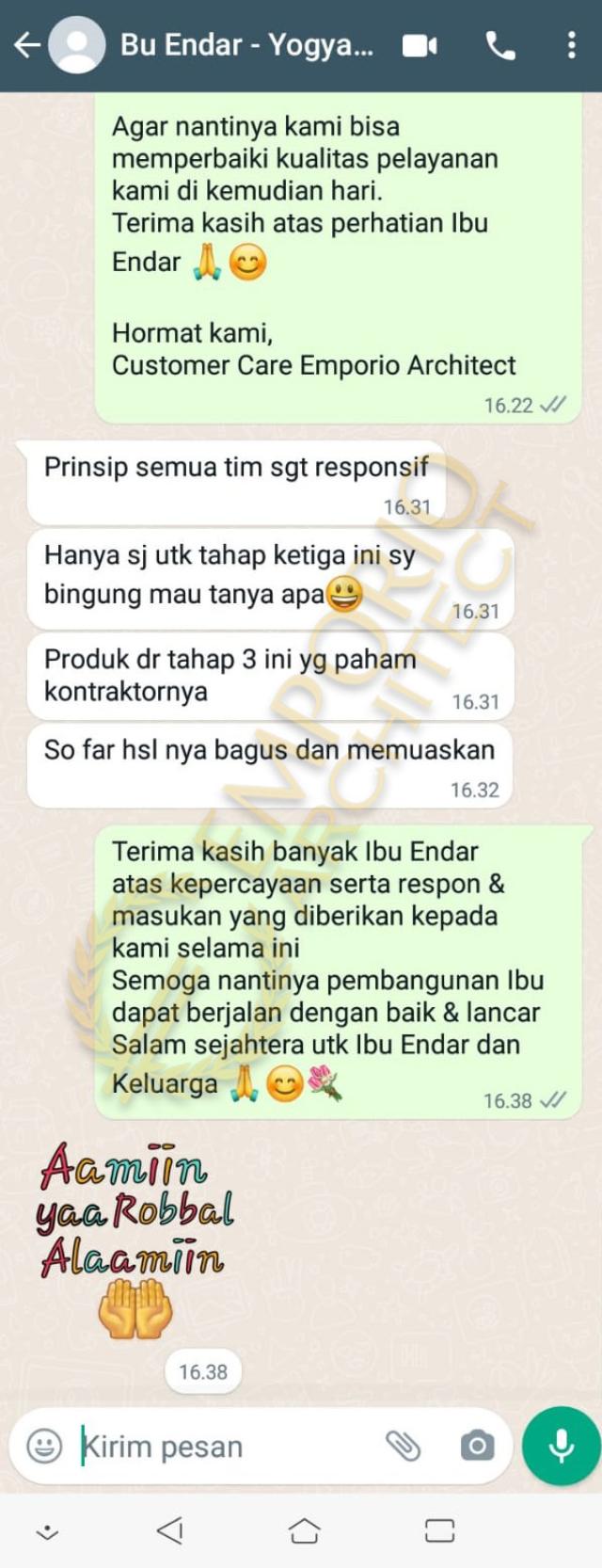 Testimonial Desain Rumah Modern 2 Lantai Ibu Endar di  Yogyakarta