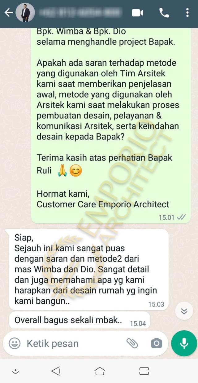 Testimonial Desain Rumah Modern 2 Lantai Bapak RLY 1378 di  Jakarta