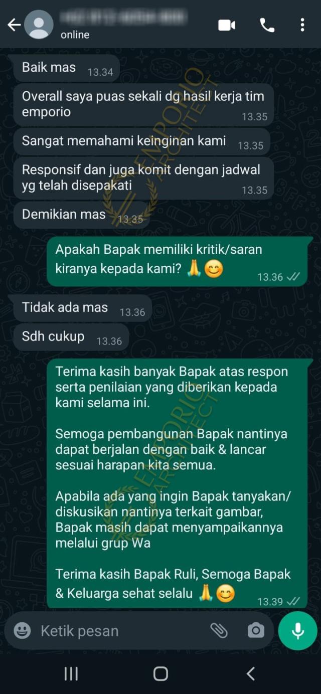 Testimonial Desain Rumah Modern 2 Lantai Bapak RLY 1378 di  Jakarta