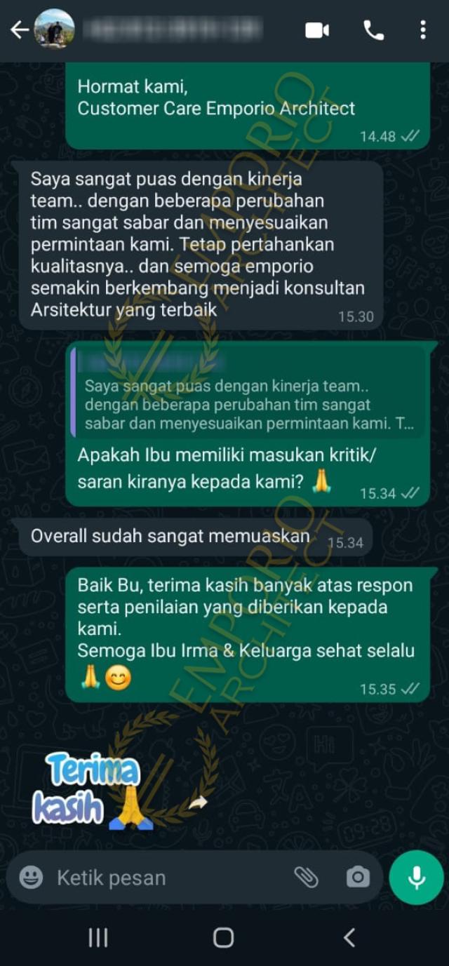 Testimonial Desain Rumah Modern 2 Lantai Ibu IRM 1515 di  Denpasar, Bali