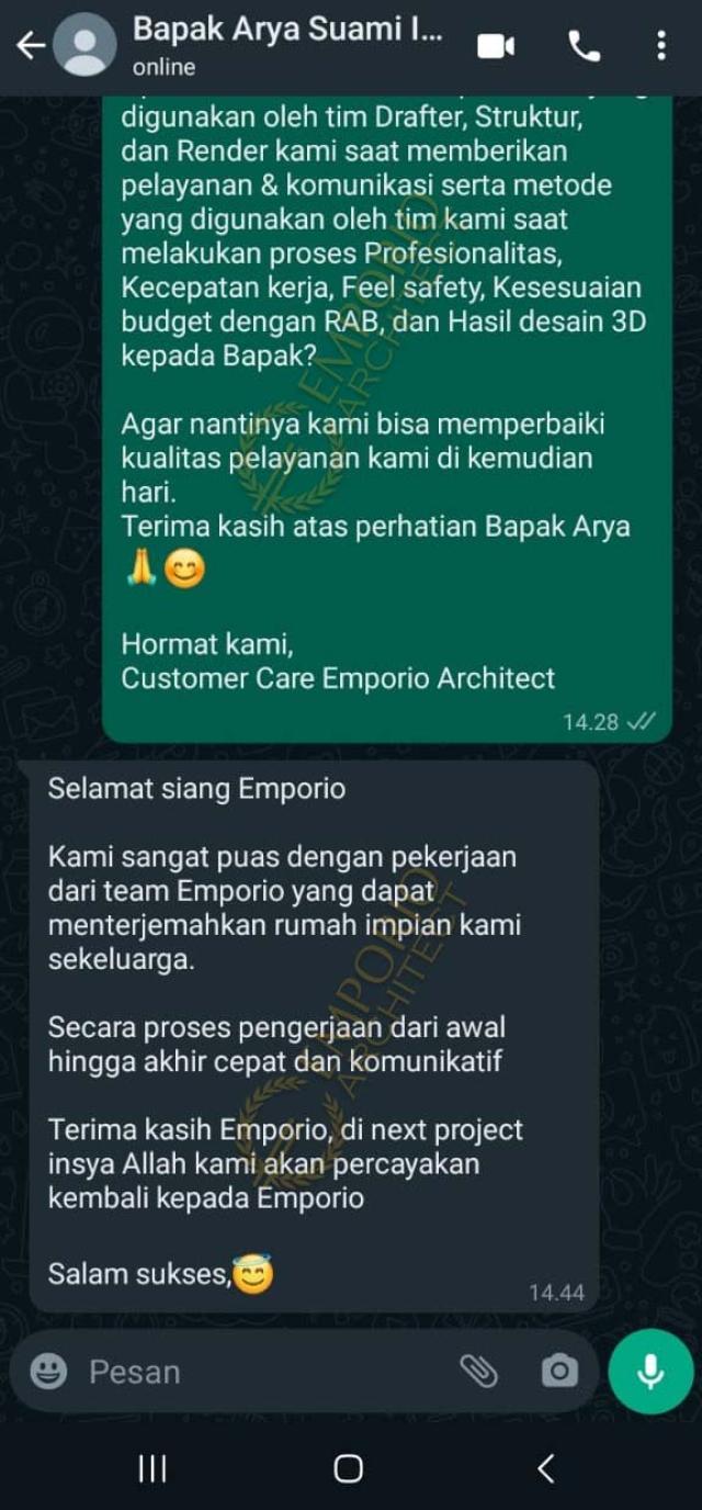 Testimonial Desain Rumah Modern 2 Lantai Bapak AR 1659 di  Kalimantan Selatan