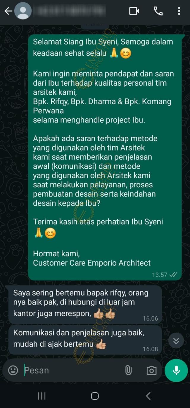 Testimonial Desain Rumah Modern 2 Lantai Ibu SNI 2138 di  Gading Serpong, Tangerang