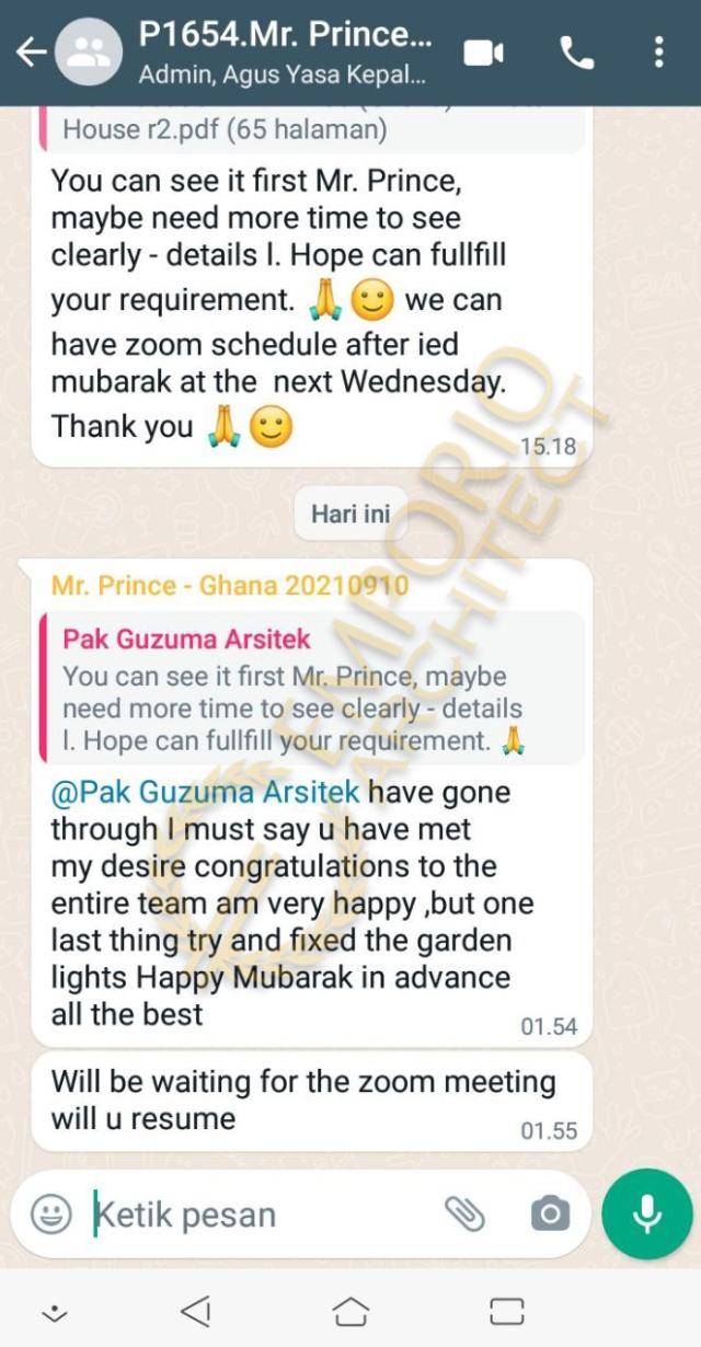 Testimonial Desain Rumah Modern 2 Lantai Mr. Prince Amoako Adjei 2044 di  Ghana