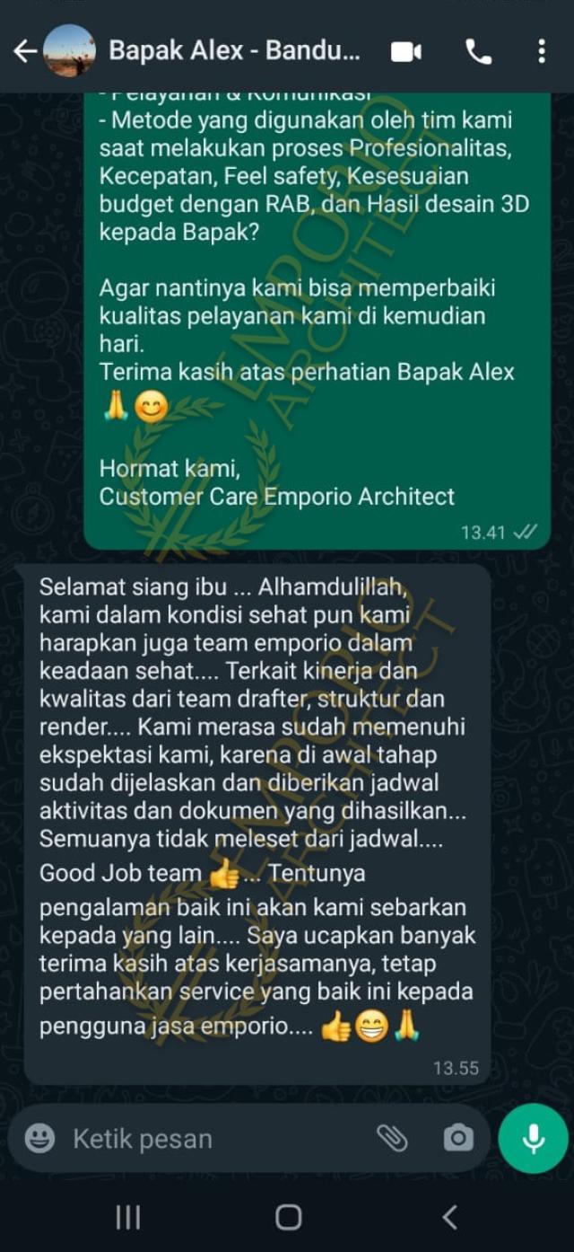 Testimonial Desain Rumah Modern 2 Lantai Bapak ALX 1397 di  Bandung