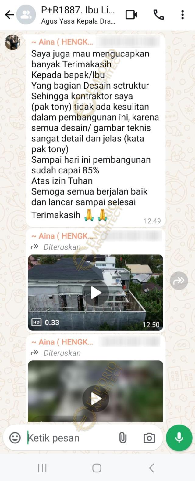 Testimonial Desain Rumah Modern 2 Lantai Ibu LNH 1480 di  Pontianak