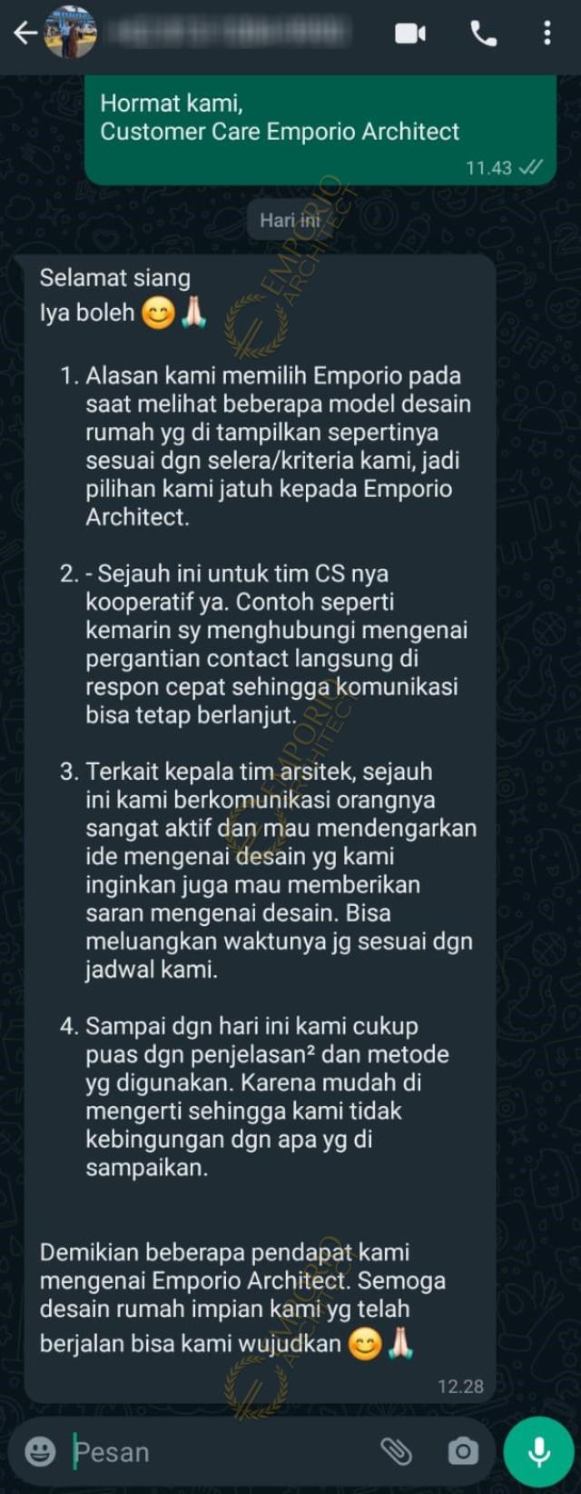 Testimonial Desain Rumah Modern 2 Lantai Ibu YN 1944 di  Depok