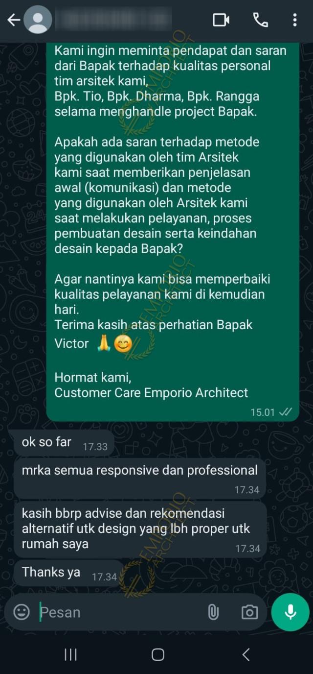 Testimonial Desain Rumah Modern 2 Lantai Ibu YN 1944 di  Depok