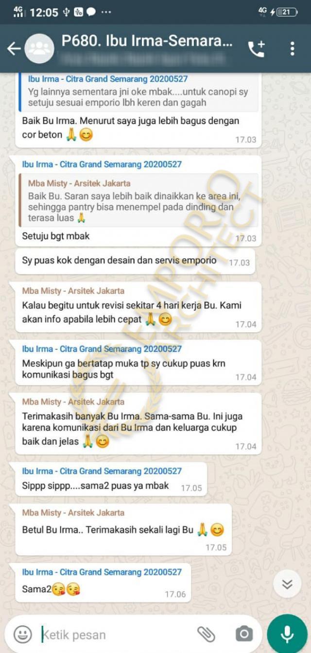 Testimonial Desain Rumah Modern 2 Lantai Ibu IRM di  Semarang, Jawa Tengah