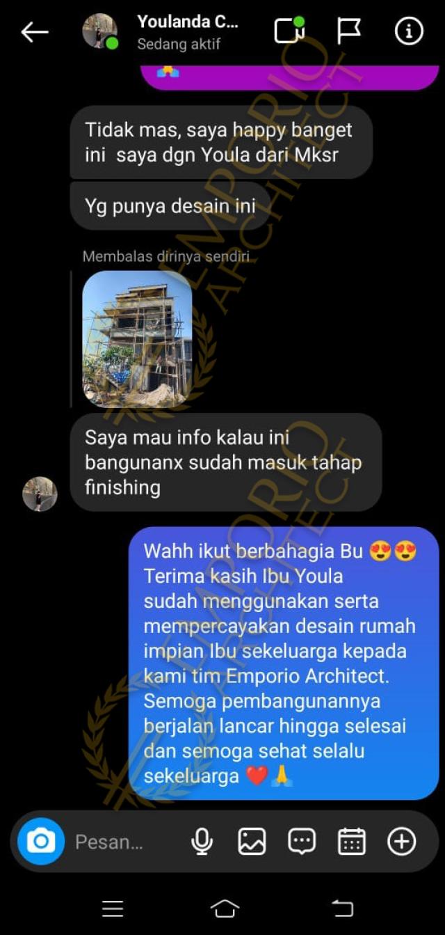 Testimonial Desain Rumah Modern 2.5 Lantai Ibu Youla di  Makassar