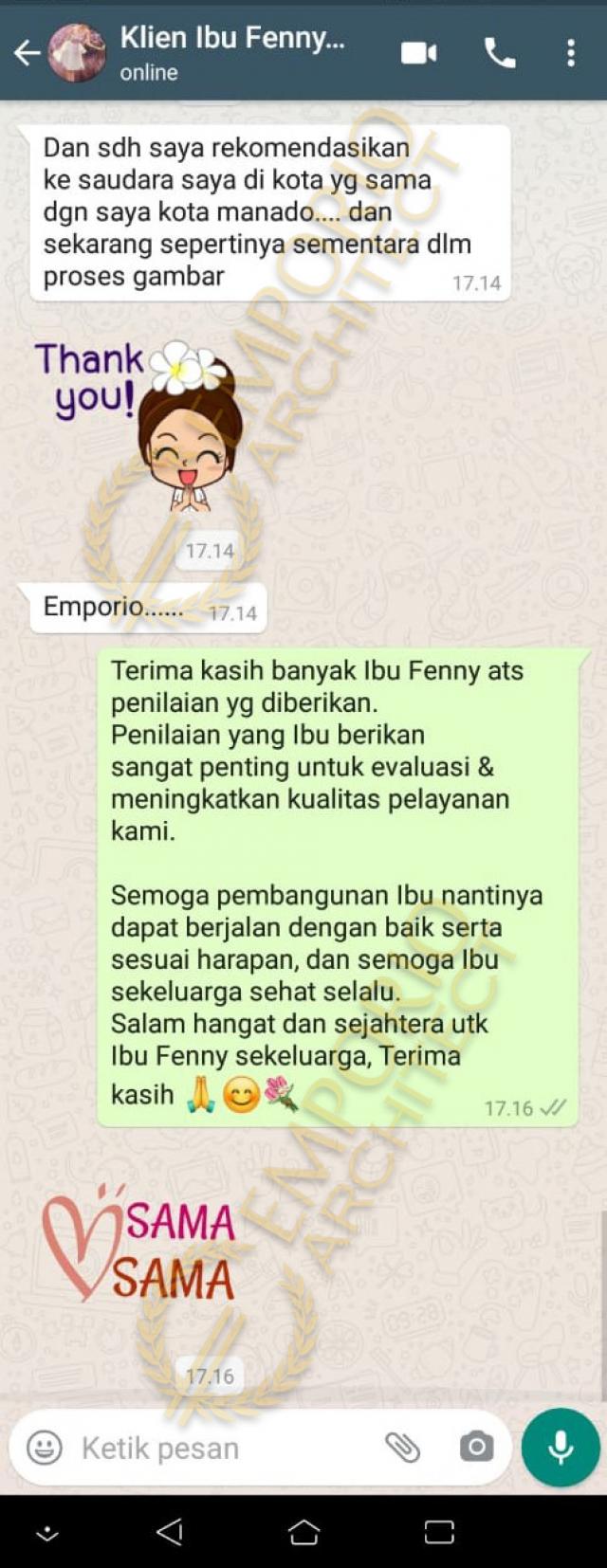 Testimonial Desain Rumah Modern 2.5 Lantai Ibu Fenny di  Manado