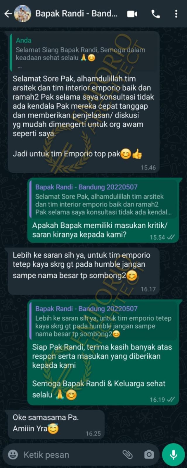 Testimonial Desain Rumah Modern 2.5 Lantai Bapak RDI di  Bandung