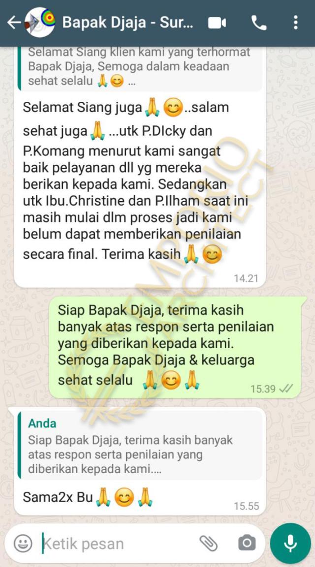 Testimonial Desain Rumah Modern 3 Lantai Bapak Djaja di  Surabaya