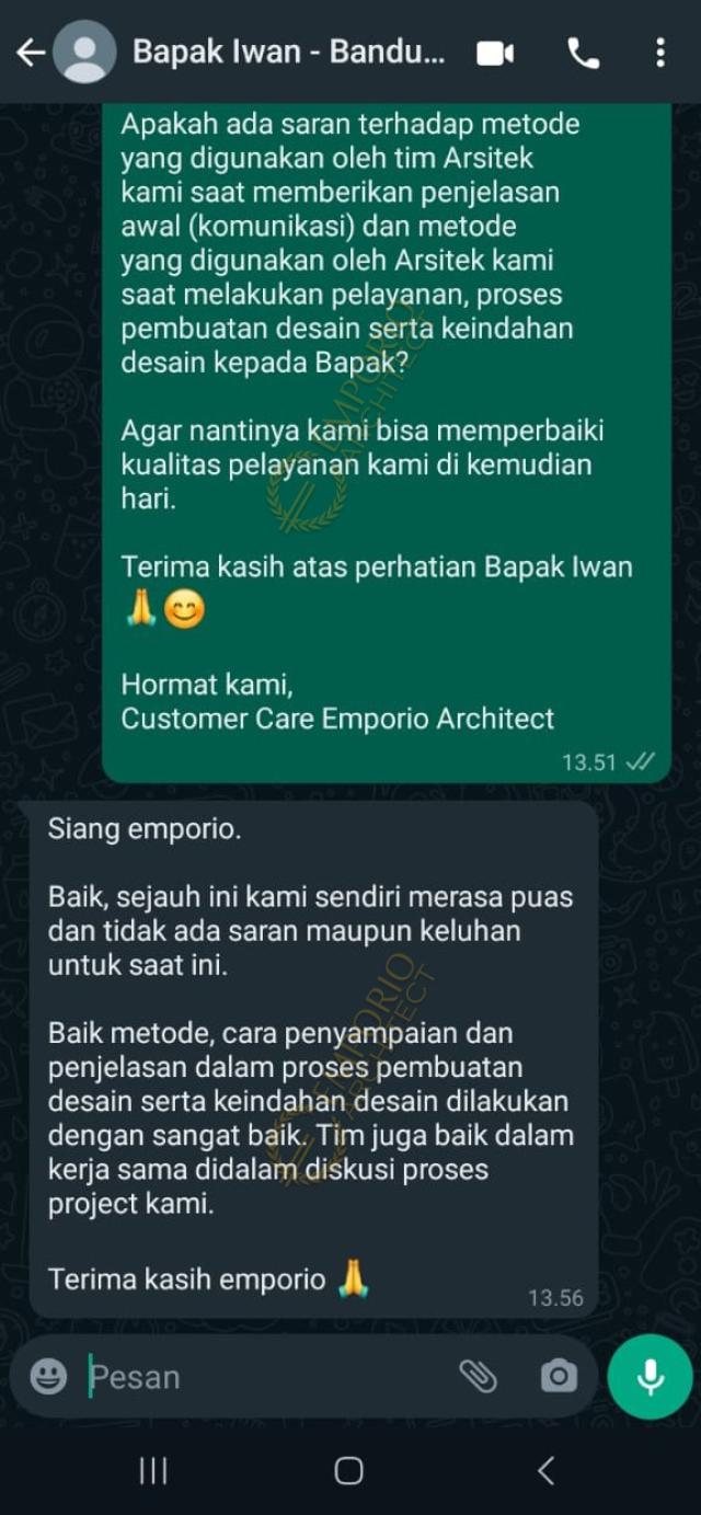 Testimonial Desain Rumah Modern 3 Lantai Bapak IW dan Ibu AR 1731 di  Bandung