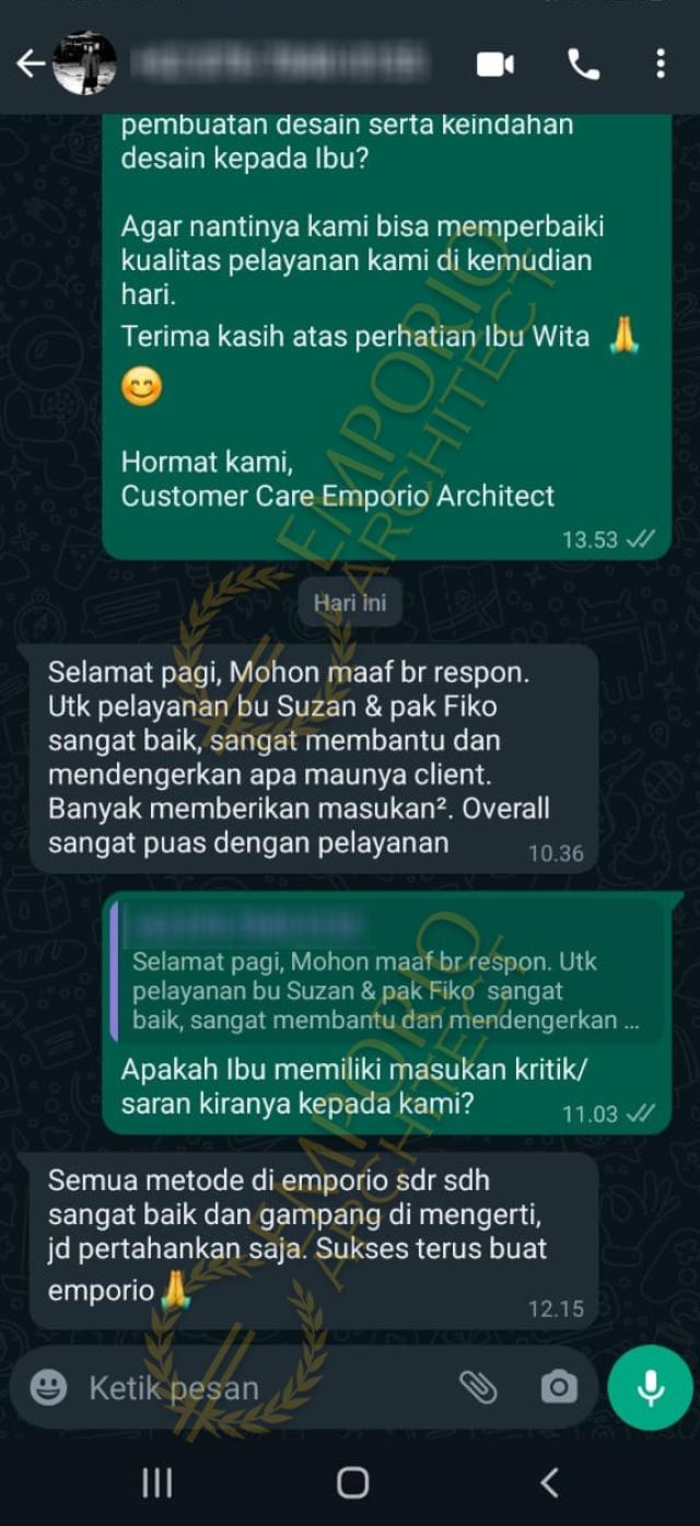 Testimonial Desain Rumah Modern 3 Lantai Ibu WTA 1508