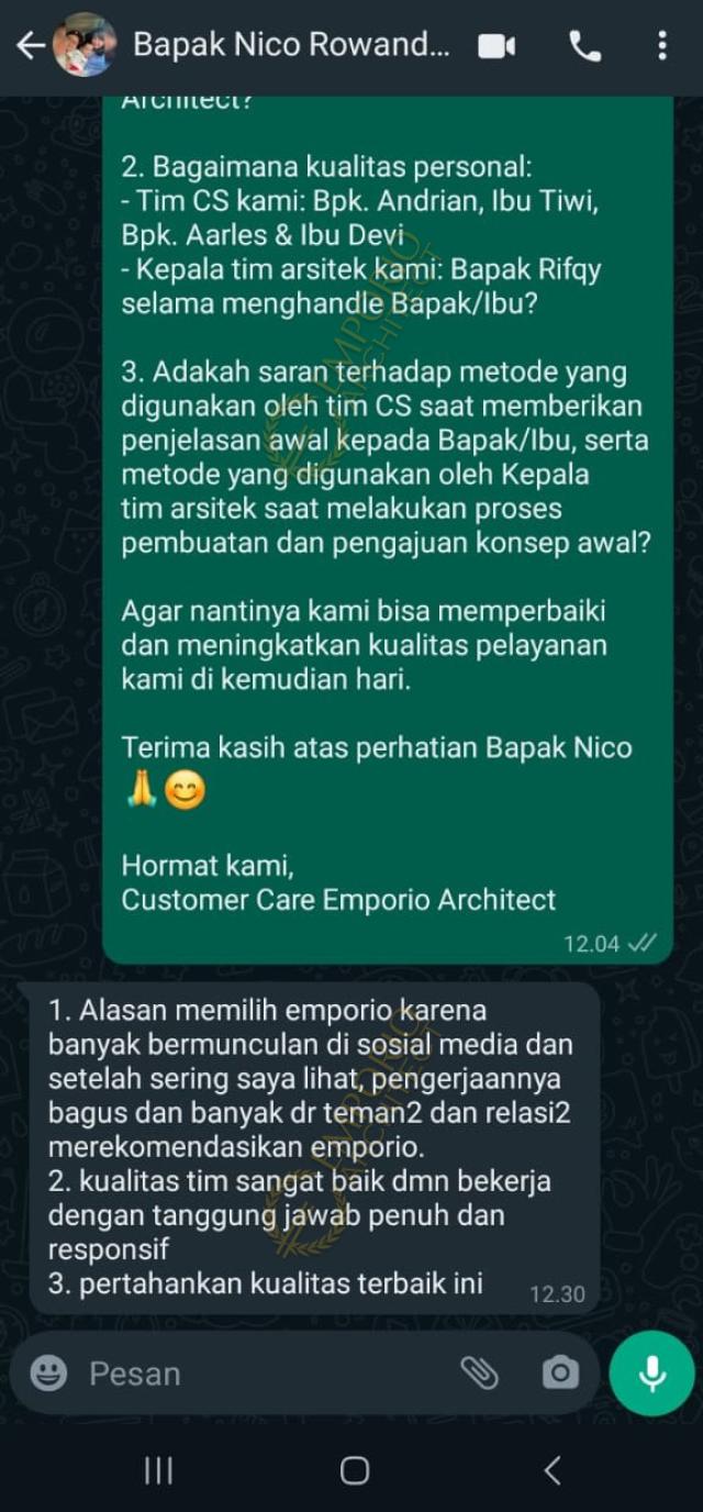 Testimonial Desain Rumah Modern 3 Lantai Bapak NCR 1912