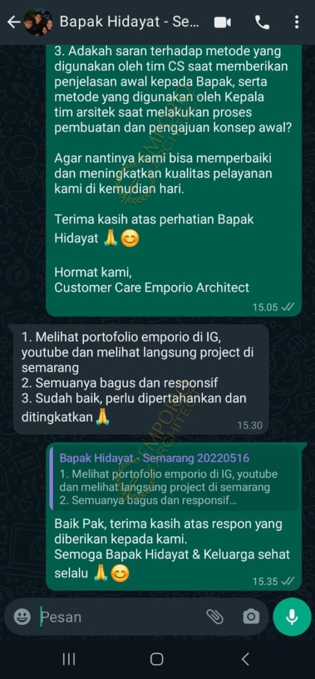 Testimonial Desain Rumah Modern 3 Lantai Bapak HDT 1966 di  Semarang