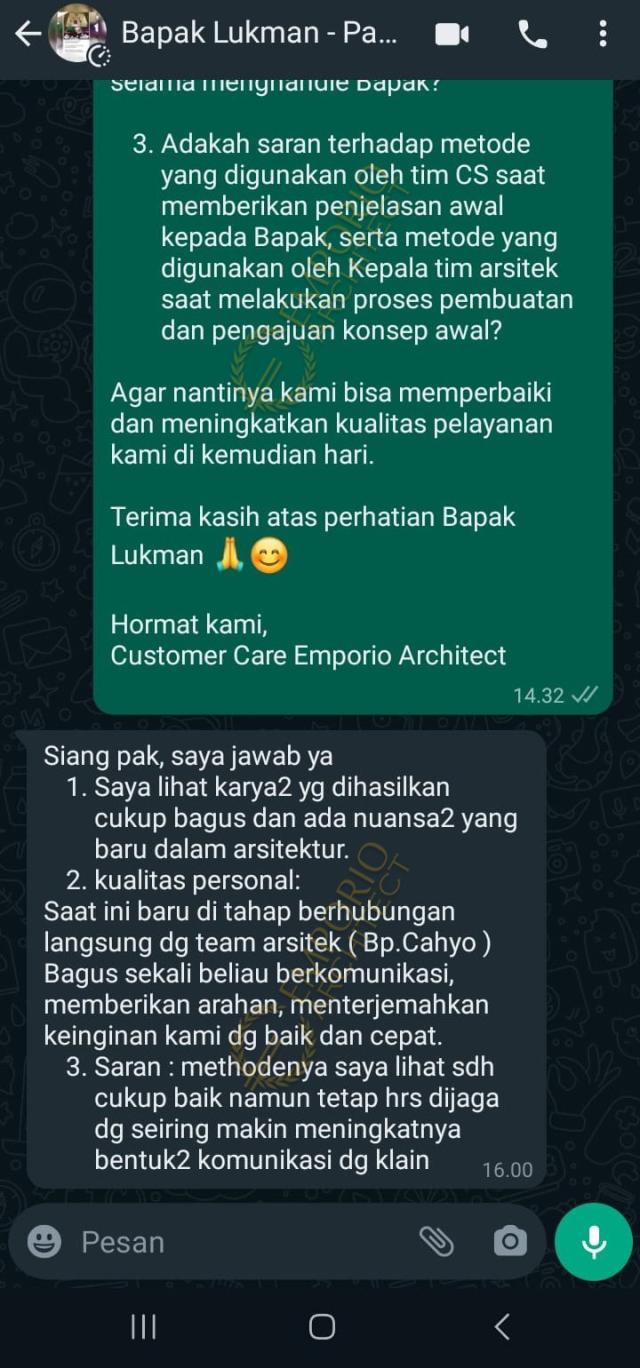 Testimonial Desain Rumah Modern 3 Lantai Bapak LKM 2134