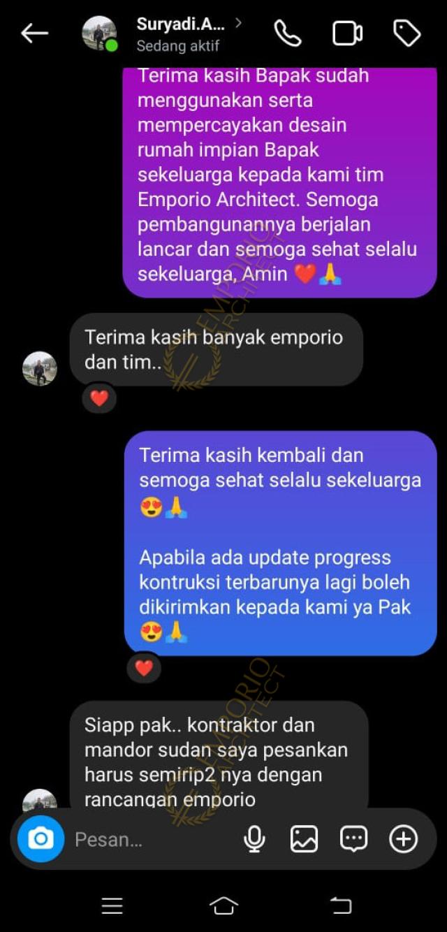 Testimonial Desain Rumah Modern 3 Lantai Bapak SYD 1714 di  Bandar Lampung