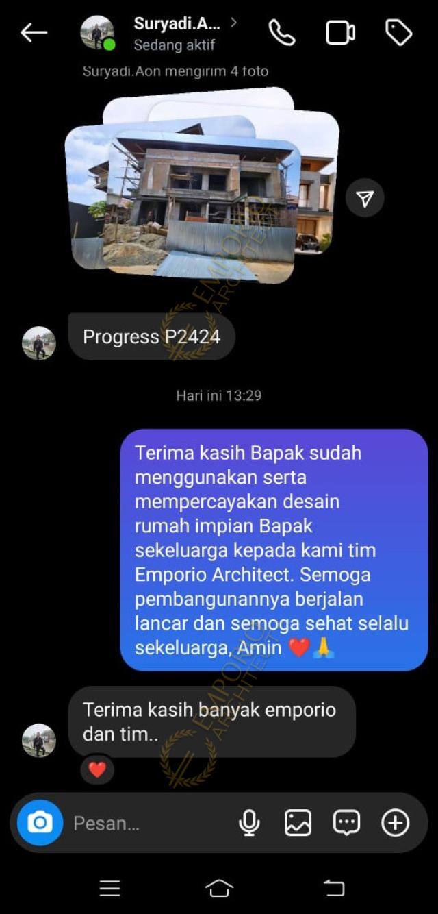 Testimonial Desain Rumah Modern 3 Lantai Bapak SYD 1714 di  Bandar Lampung