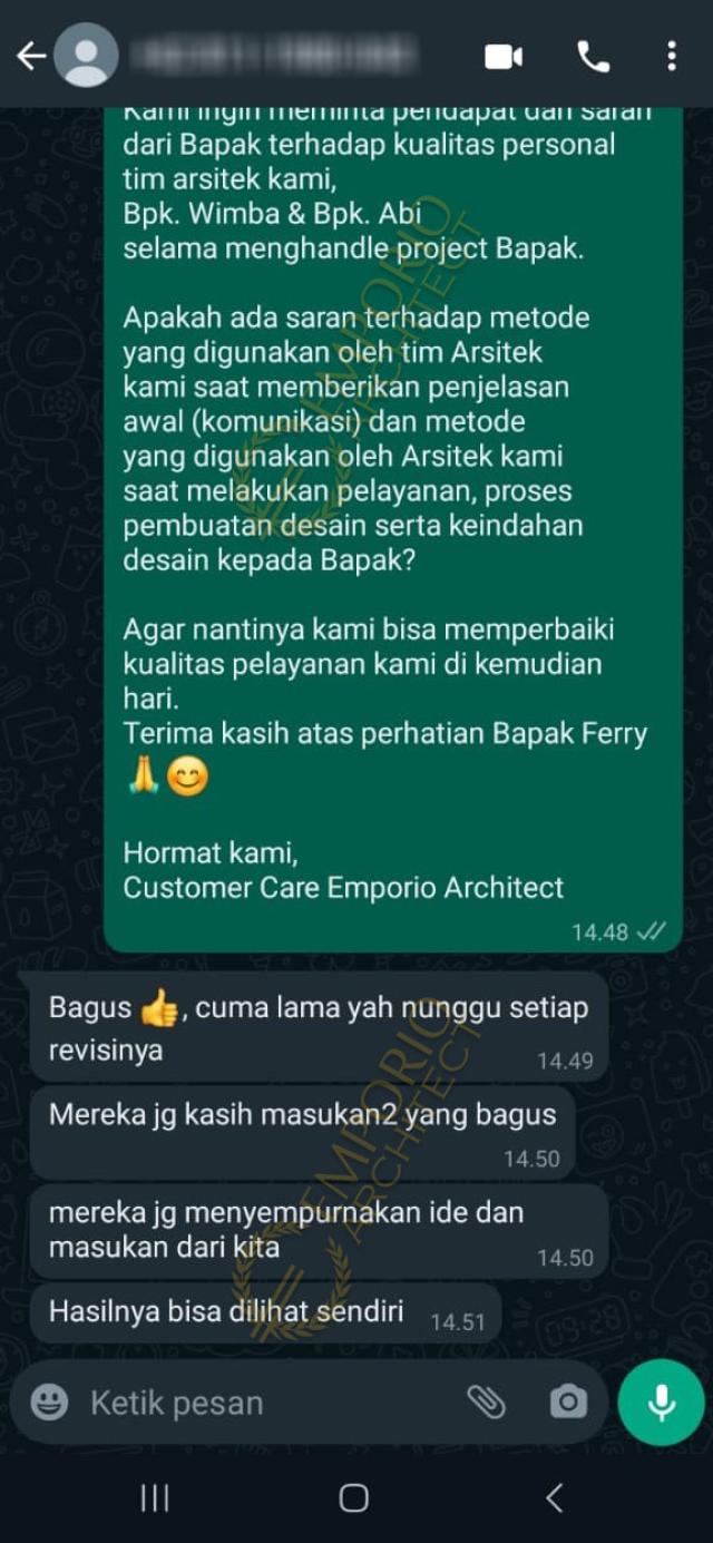 Testimonial Desain Rumah Modern 3 Lantai Bapak FRR 1679