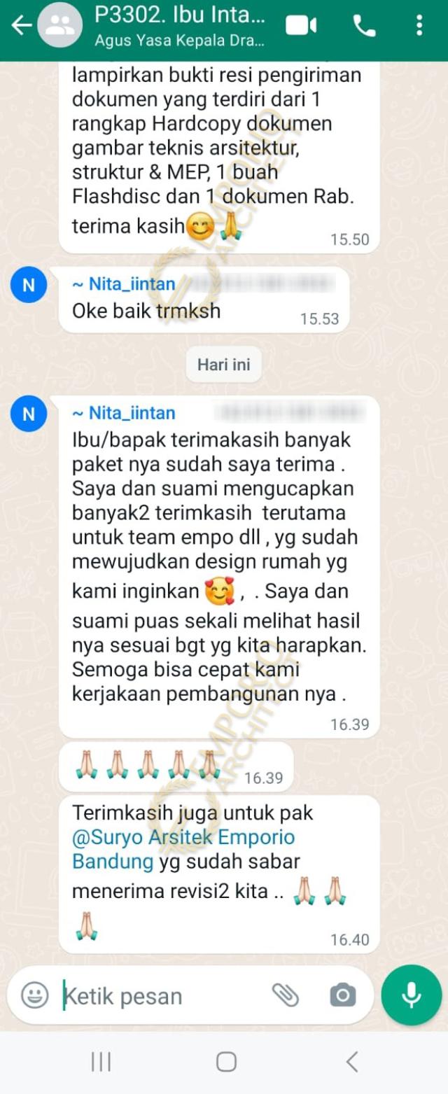 Testimonial Desain Rumah Modern 3 Lantai Ibu ITN 1776