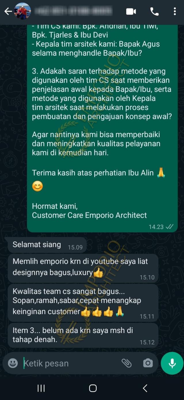 Testimonial Desain Rumah Modern 3 Lantai Ibu ALN 1773