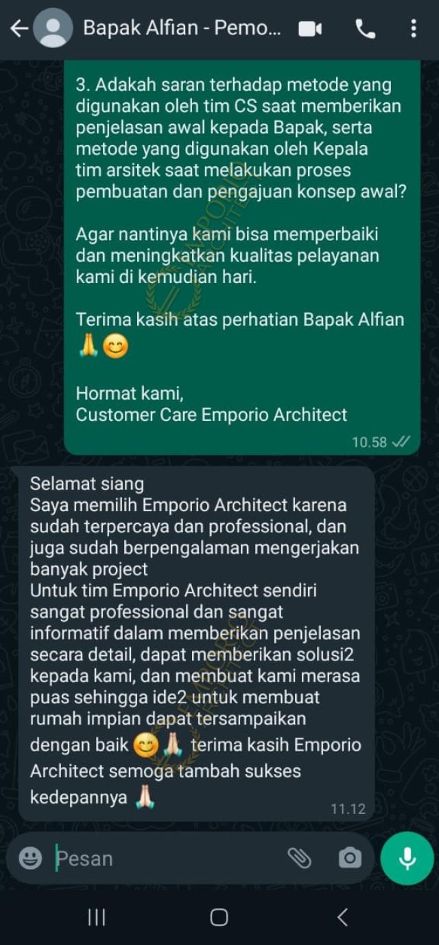 Testimonial Desain Rumah Modern 3 Lantai Bapak ALF 1865 di  Denpasar, Bali