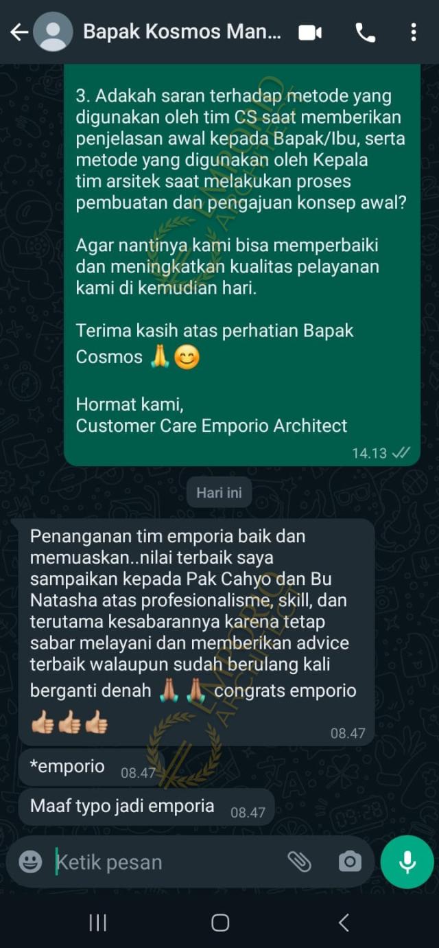 Testimonial Desain Rumah Modern 3 Lantai Bapak CMS 1867 di  Jakarta Timur