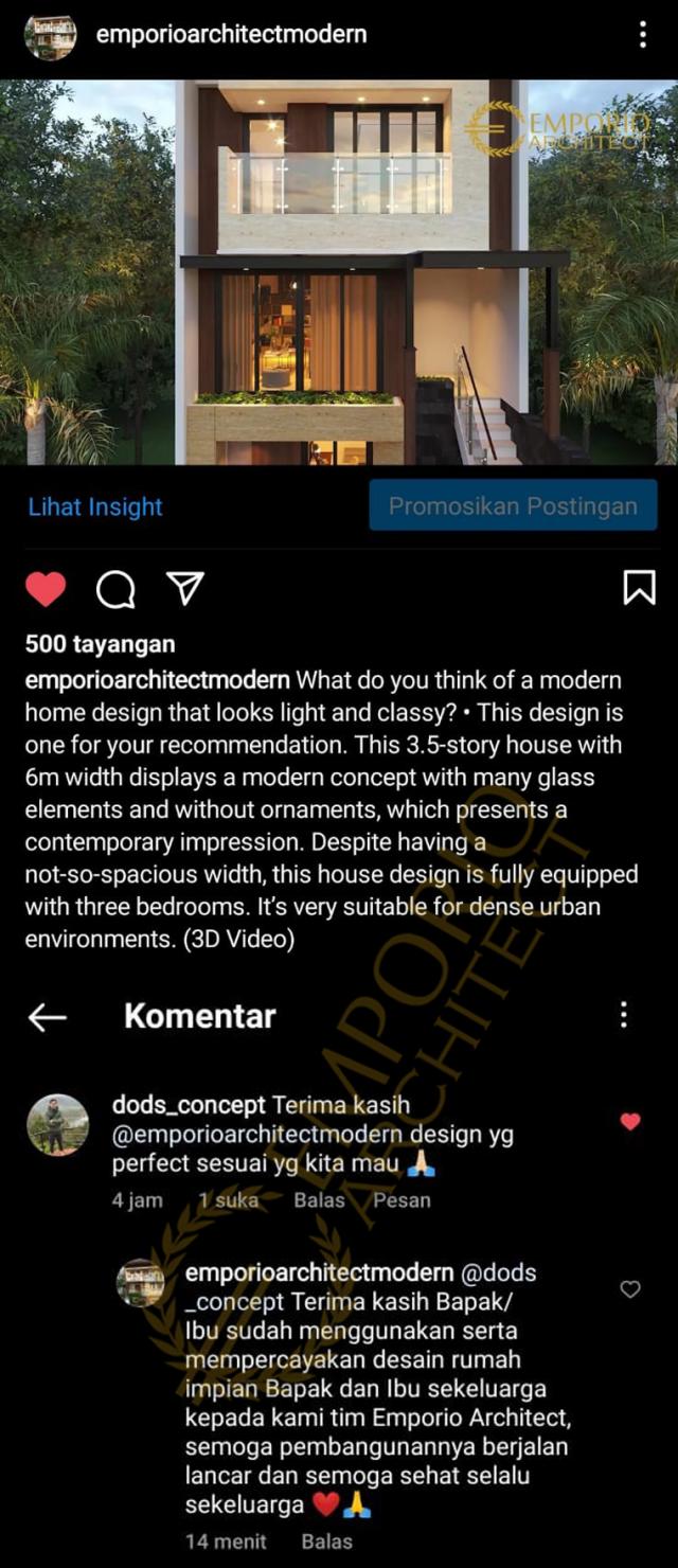 Testimonial Desain Rumah Modern 3.5 Lantai Bapak Doddy di  Jakarta Utara