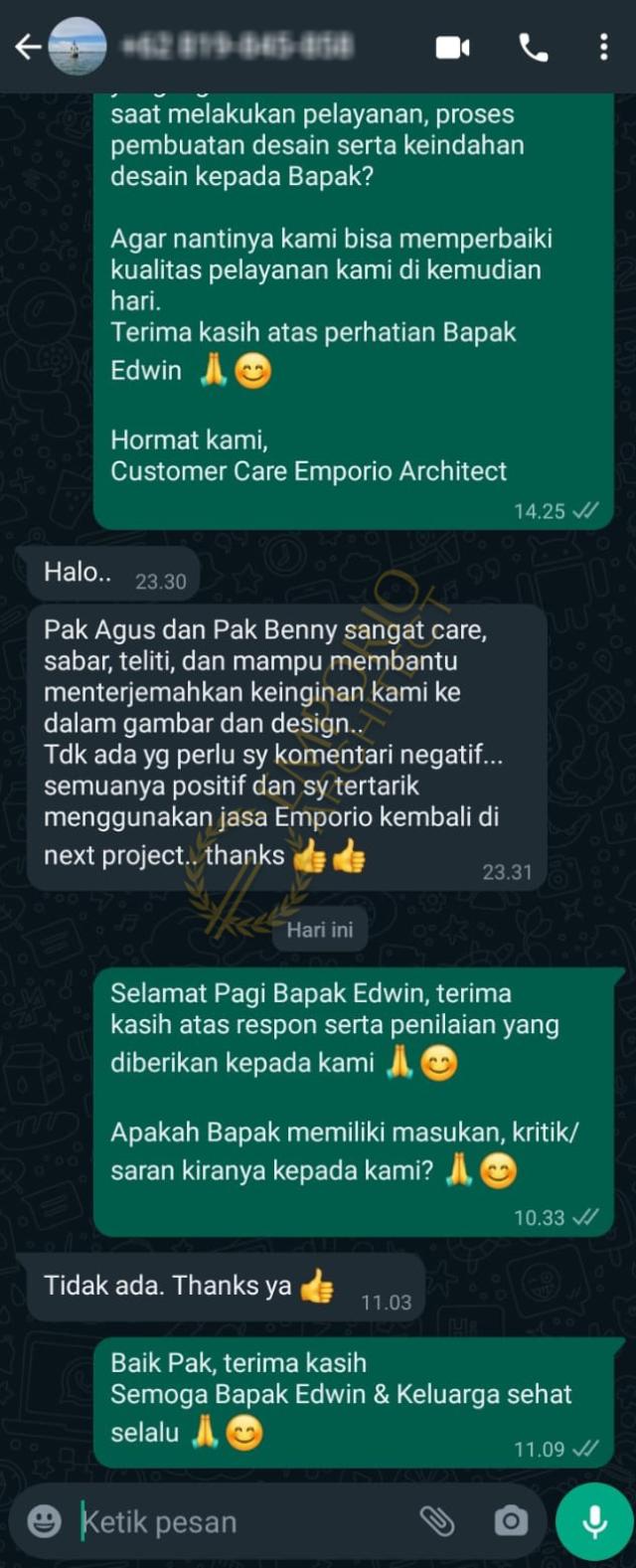 Testimonial Desain Rumah Modern 4 Lantai Ibu STF 1585