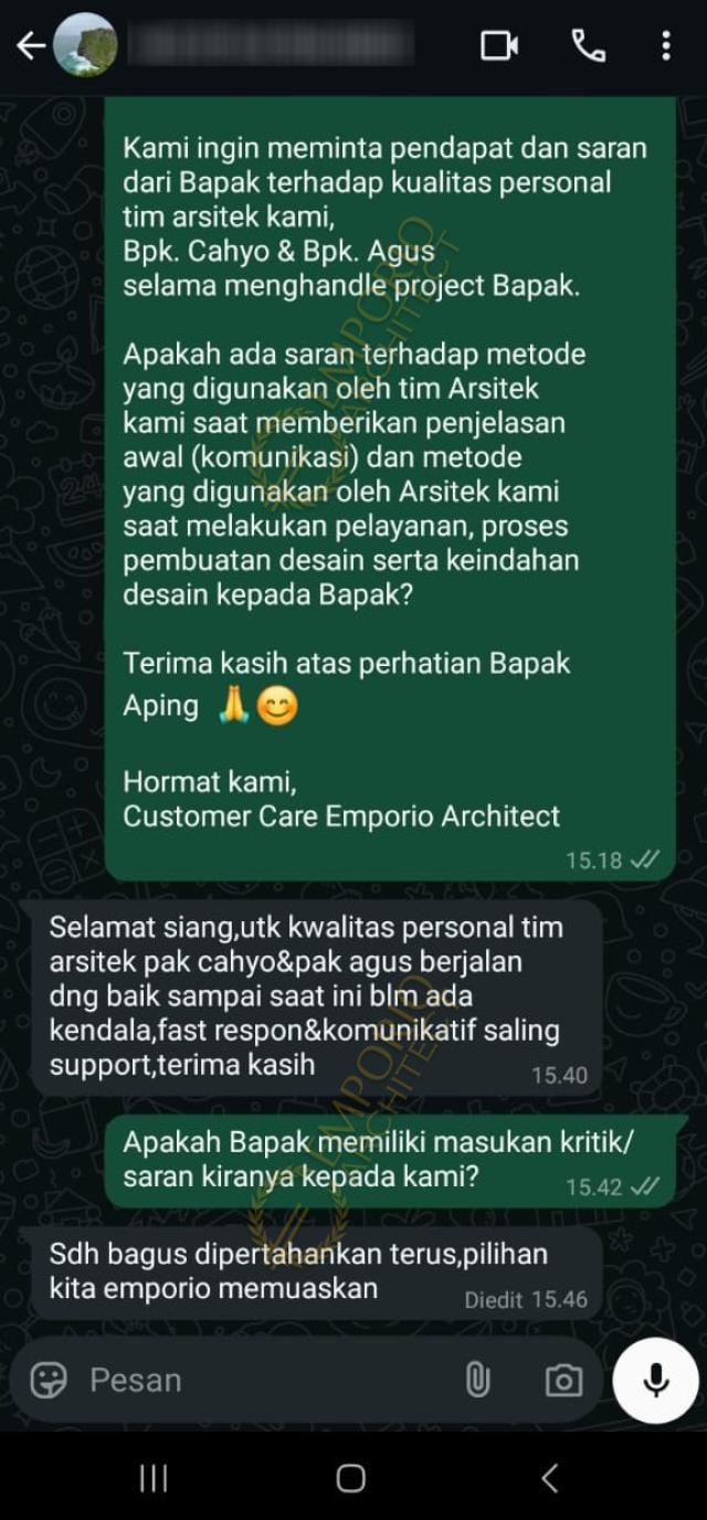 Testimonial Desain Rumah Modern 4 Lantai Bapak APG 2136 di  Serpong, Tangerang Selatan