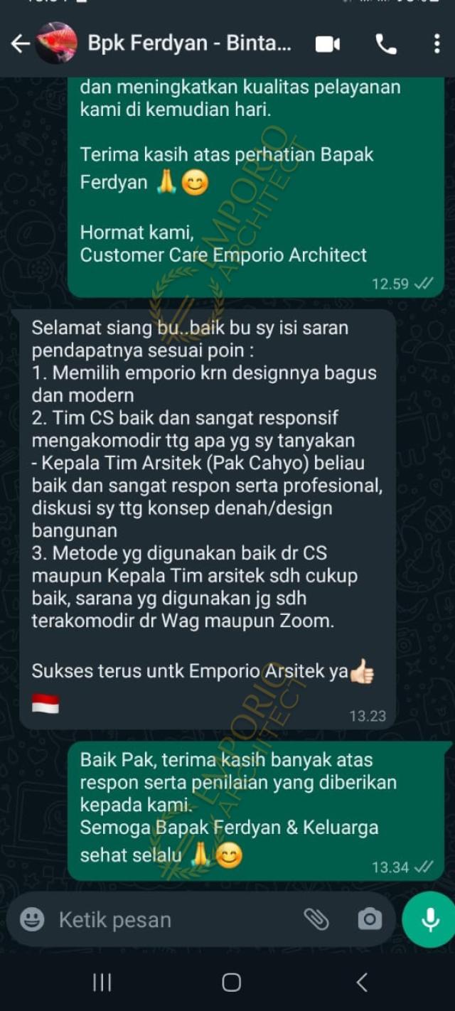 Testimonial Desain Rumah Modern 4 Lantai Bapak FRD 2079 di  Kemayoran, Jakarta Pusat