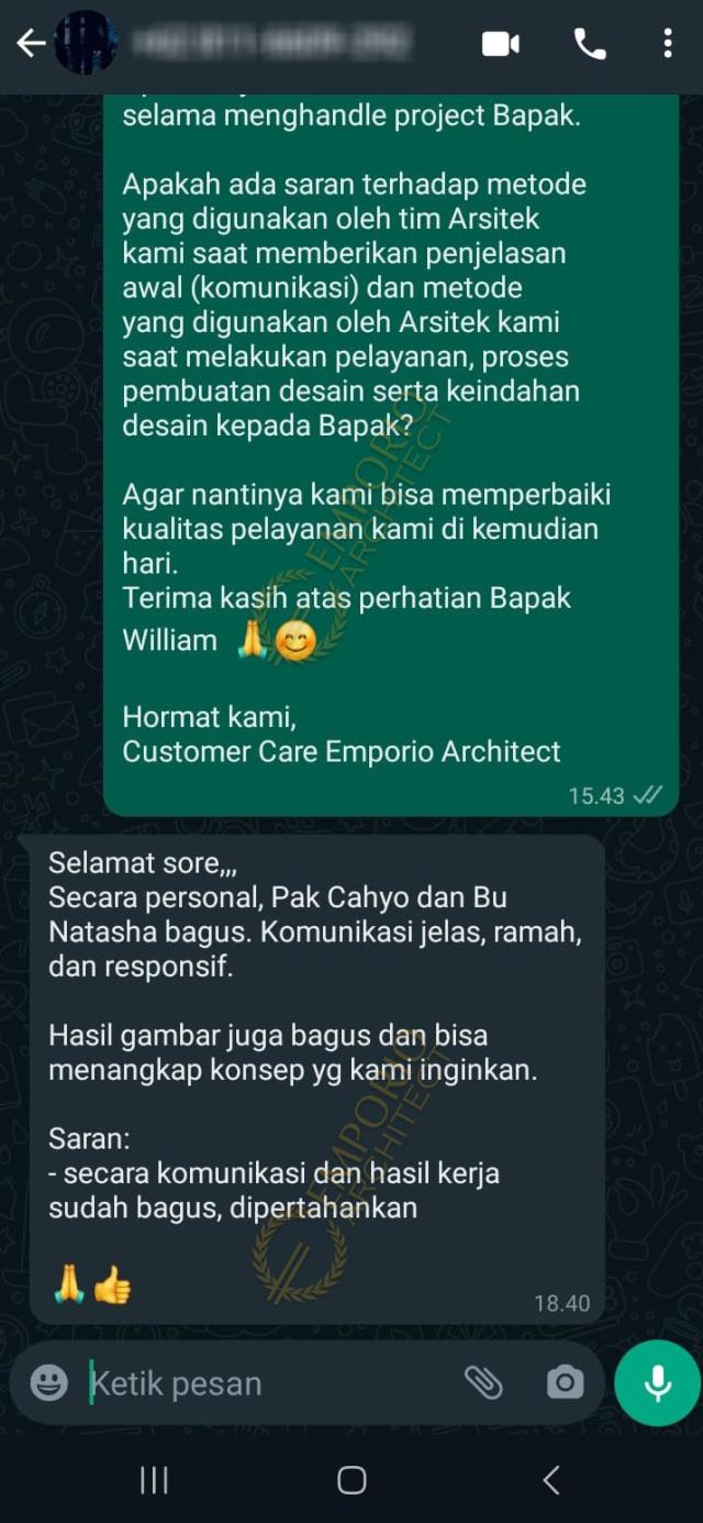 Testimonial Desain Rumah Modern American Klasik 3 Lantai Bapak WLM 1648