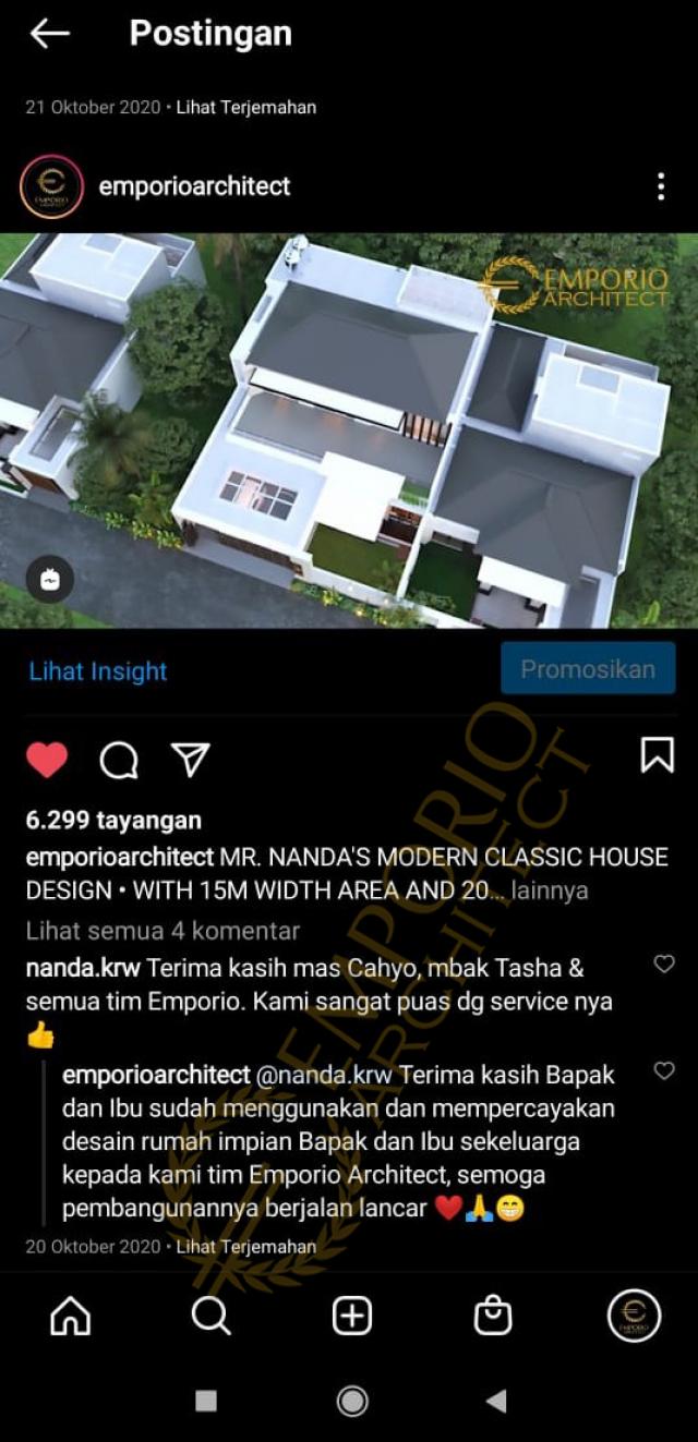 Testimonial Desain Rumah Modern Classic 2 Lantai Bapak Nanda