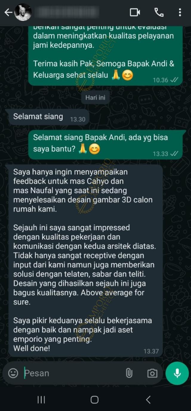 Testimonial Desain Rumah Modern Industrial 3 Lantai Bapak AD 2137 di  BSD, Tangerang Selatan