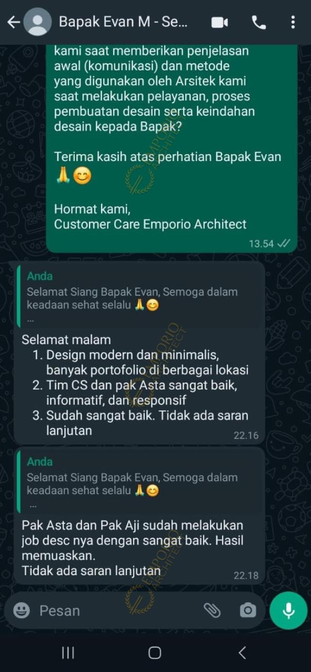 Testimonial Desain Rumah Modern Minimalis 2 Lantai Bapak EVN 1925 di  Semarang