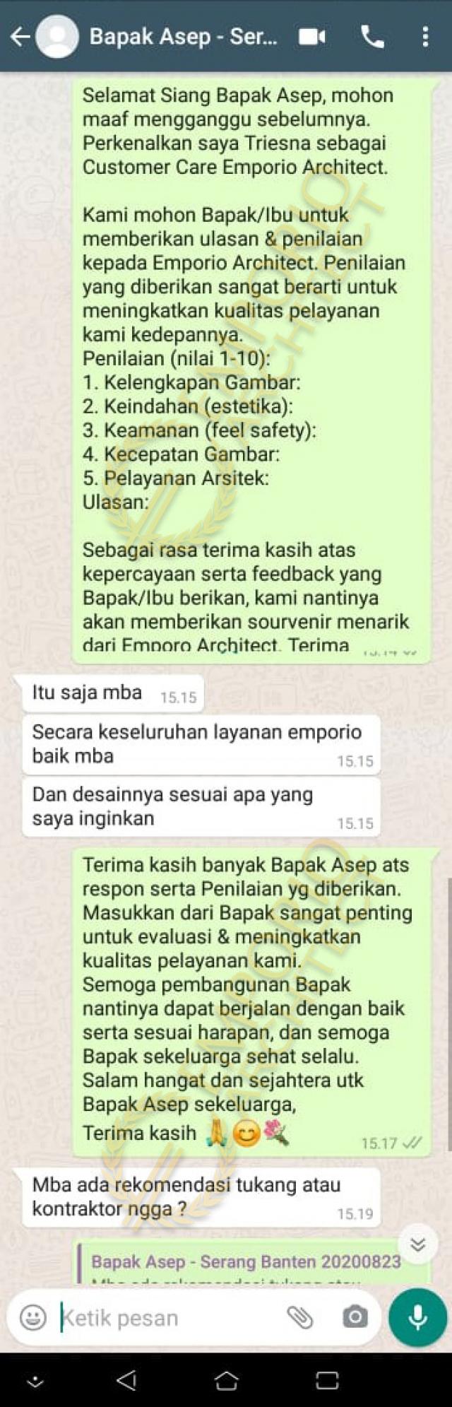 Testimonial Desain Rumah Villa Bali 1 Lantai Bapak Asep