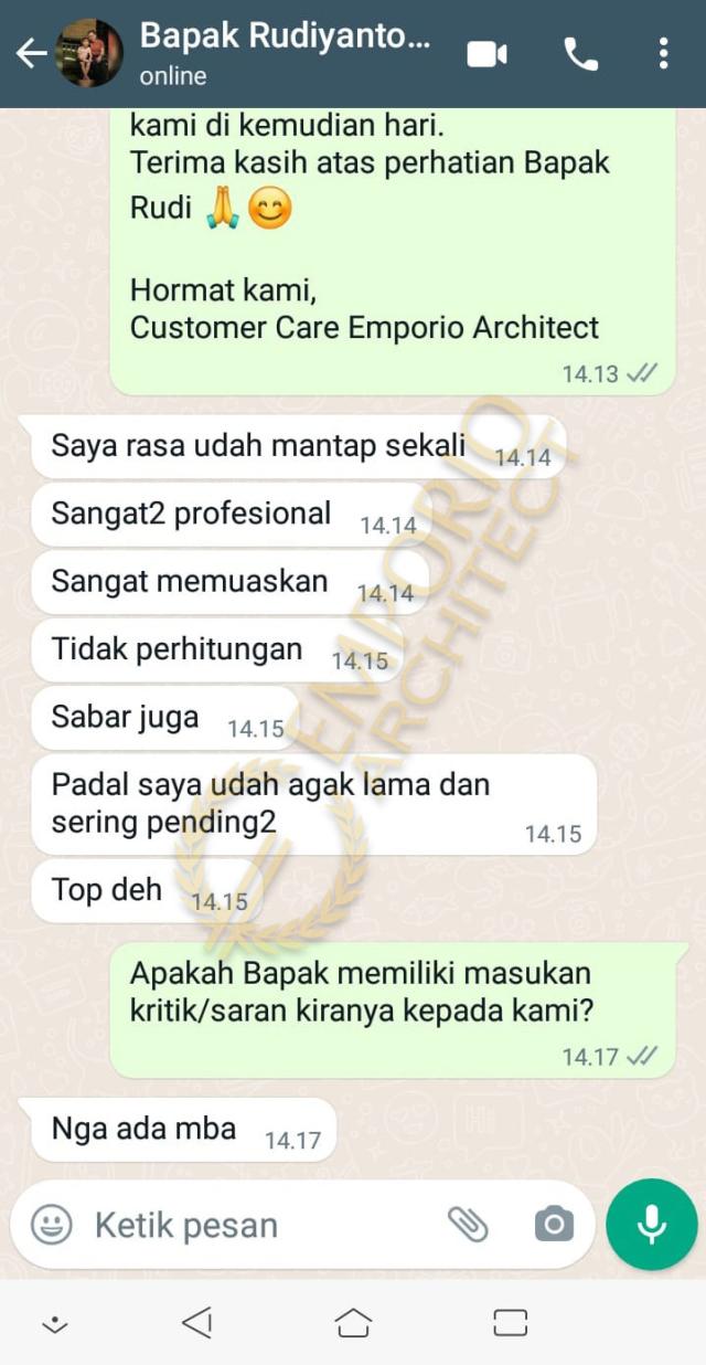 Testimonial Desain Rumah Villa Bali 1 Lantai Bapak RDY 1439