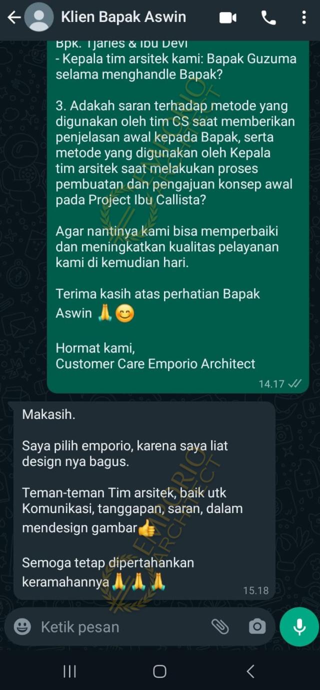 Testimonial Desain Rumah Villa Bali 1 Lantai Ibu RSE 1385 di  Bengkulu