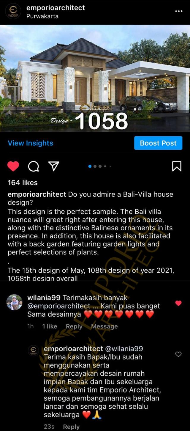 Testimonial Desain Rumah Villa Bali 1 Lantai Ibu Dewi