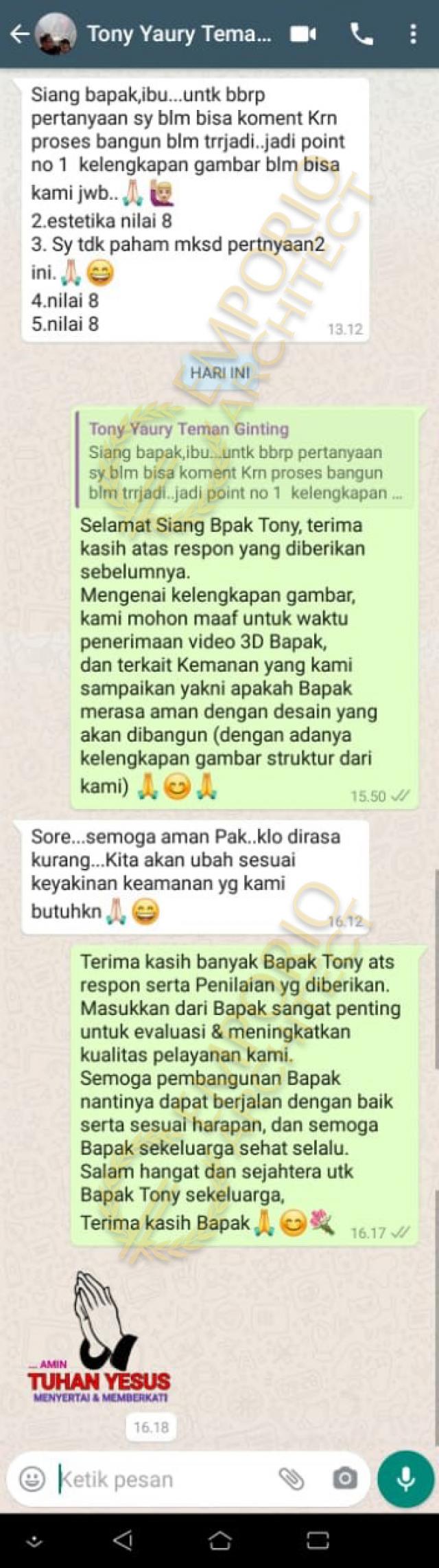 Testimonial Desain Rumah Villa Bali 1 Lantai Bapak Tony Yauwri