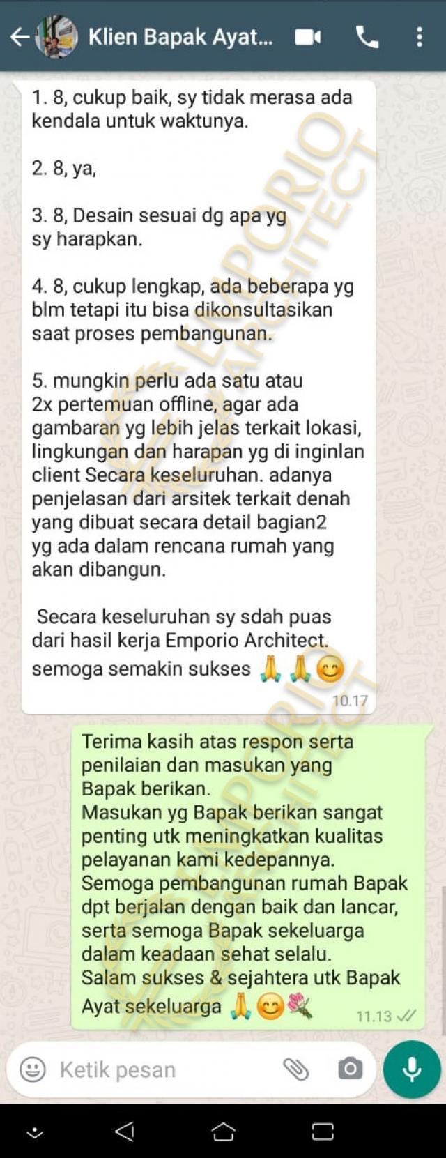 Testimonial Desain Rumah Villa Bali 1 Lantai Bapak Ayat di  Serang, Banten