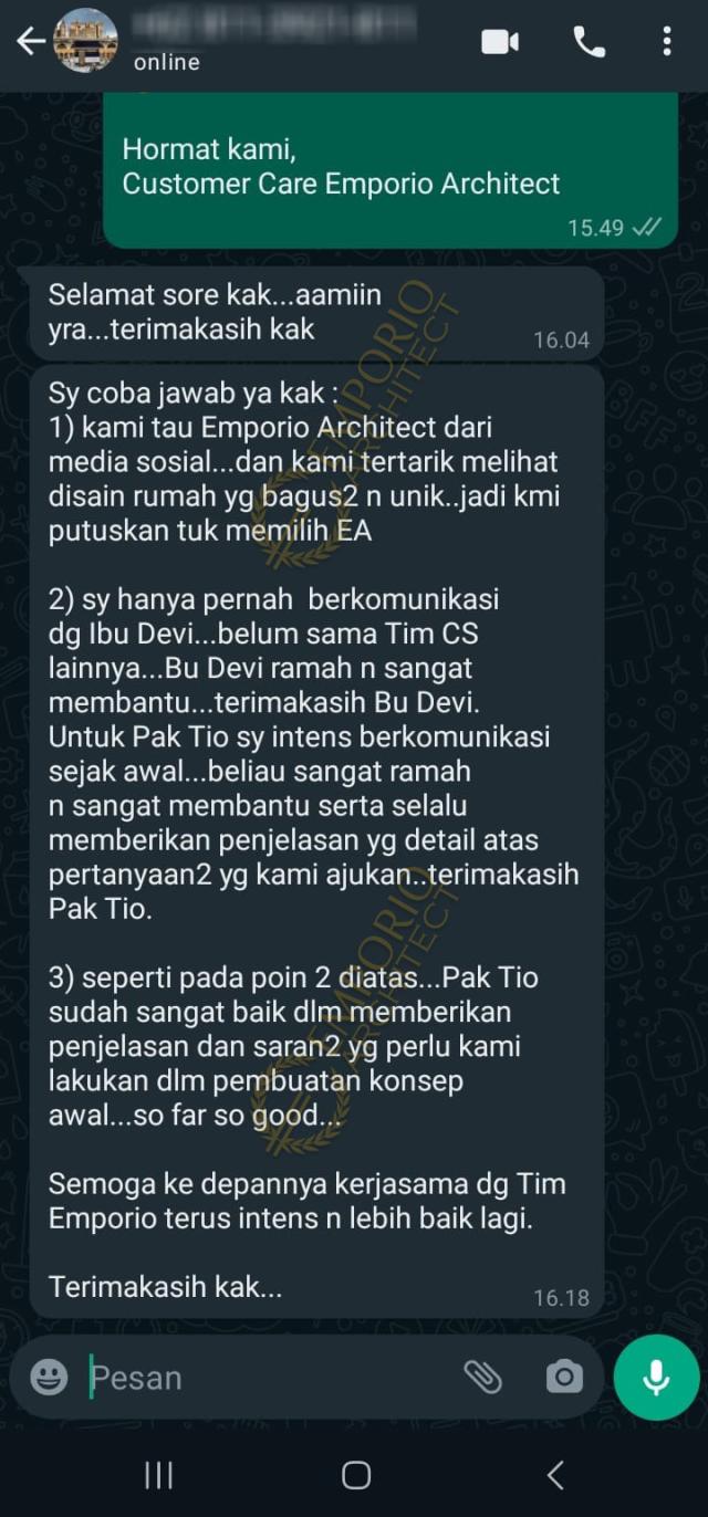 Testimonial Desain Rumah Villa Bali 2 Lantai Ibu R 1825 di  Cinere, Depok