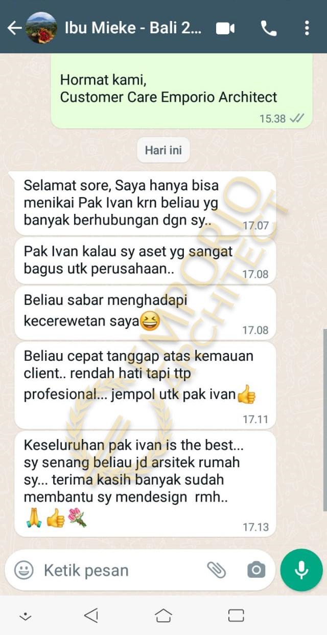 Testimonial Desain Rumah Villa Bali 2 Lantai Ibu Mieke